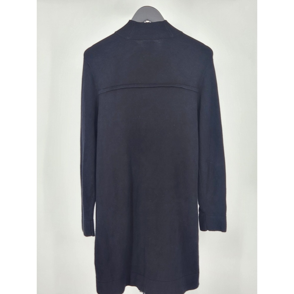 Chico's Black 100% Cotton Mock Neck Button Front Longline Cardigan Sweater Sz 1 - Picture 5 of 8